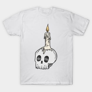 skull with candle on its head T-Shirt